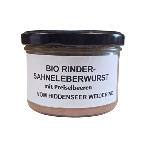 Salami & Wurst: Bio Rinder-Sahneleberwurst mit Preiselbeeren im Glas
<br>