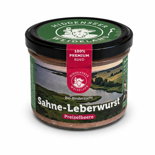 Salami & Wurst: Rinder-Sahneleberwurst mit Preiselbeeren im Glas
<br>